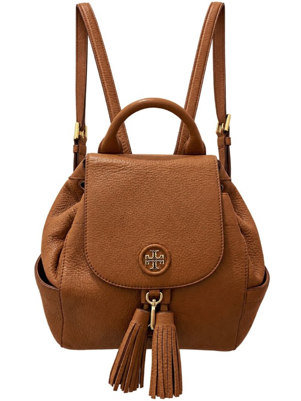 Tory Burch Whipstich Mini Backpack Tan Brown Soft Leather Gold Tone Hardware